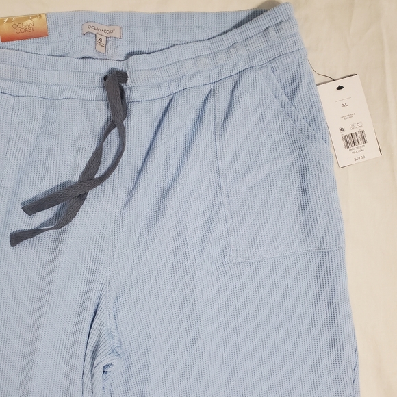 Ocean + Coast Womens XL Blue Waffle Knit Thermal Pajama Set Shirt Pants FLAWS - Picture 15 of 16